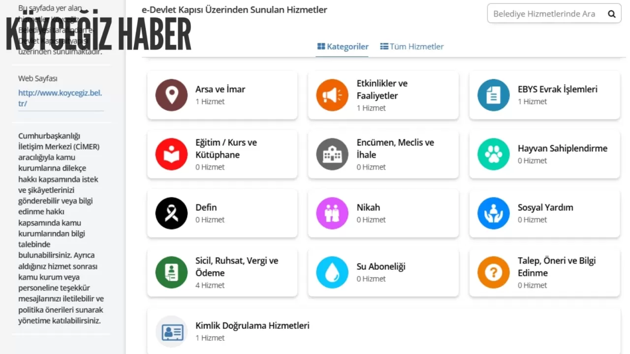 Köyceğiz Belediyesi E-belediye ve Hizmetler