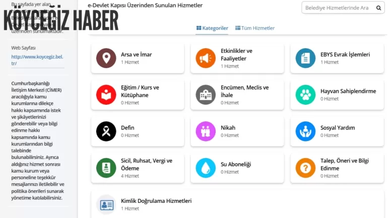 Köyceğiz Belediyesi E-belediye ve Hizmetler